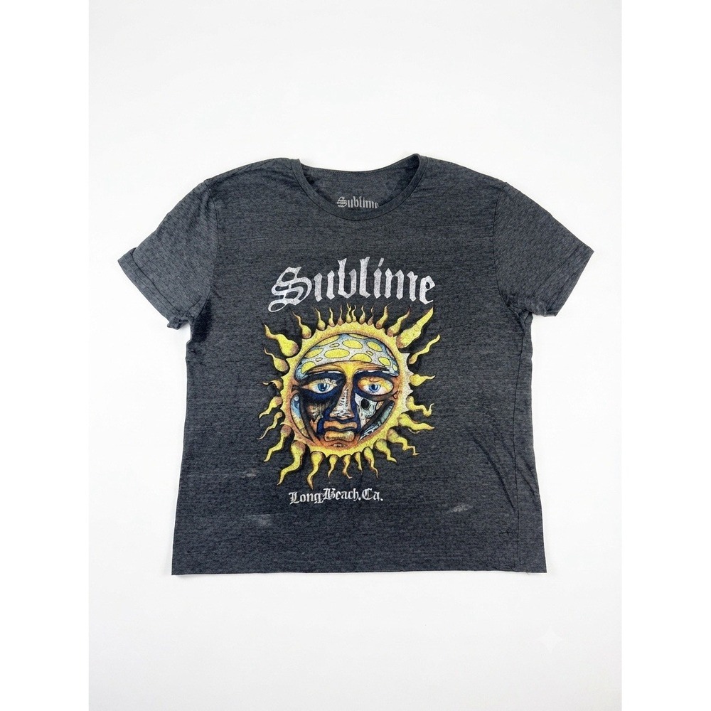 Sublime Sun Logo Band T-Shirt Men's Medium Gray Long Beach CA Rock Graphic Tee